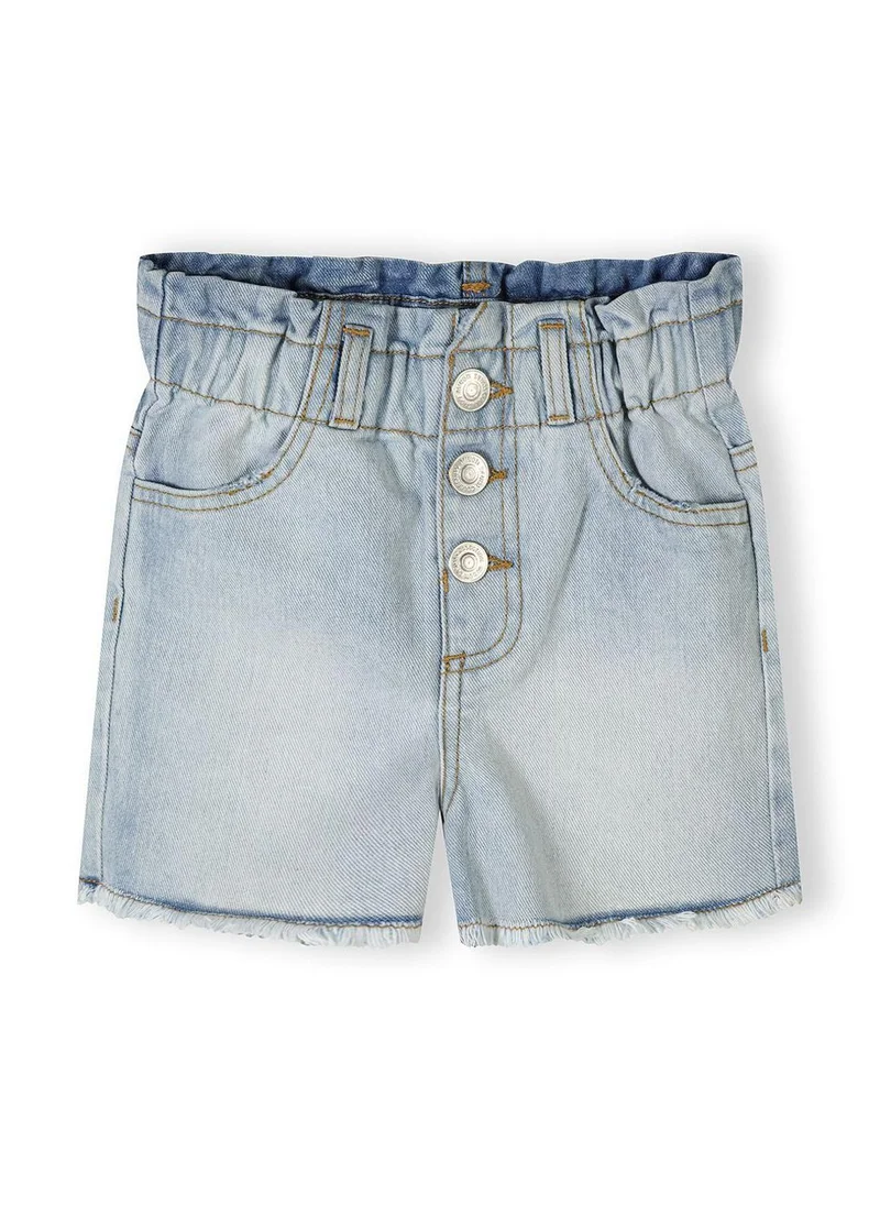 MINOTI Girls 2-pack denim shorts blue and white elastic waist